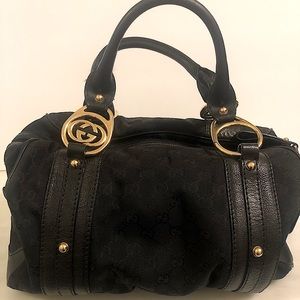 GUCCI Black Monogram GG Interlocking GG Boston